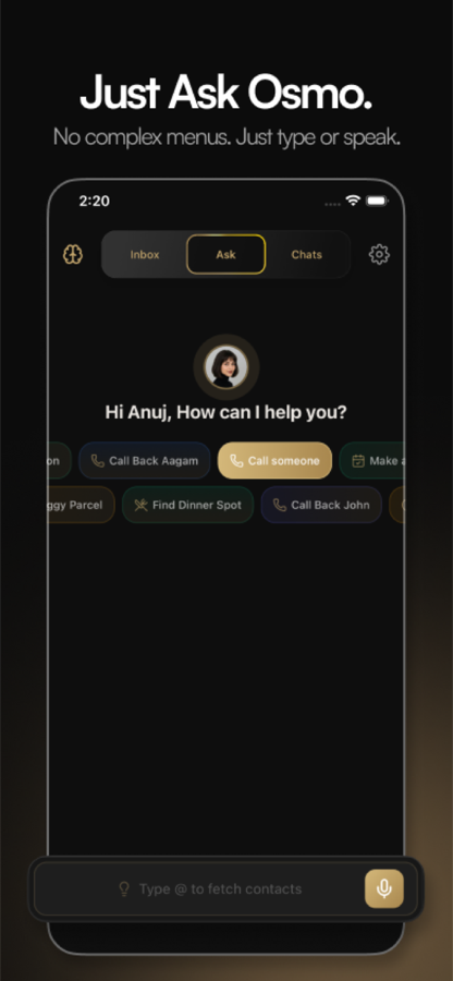 The OsmO AI phone assistant app
